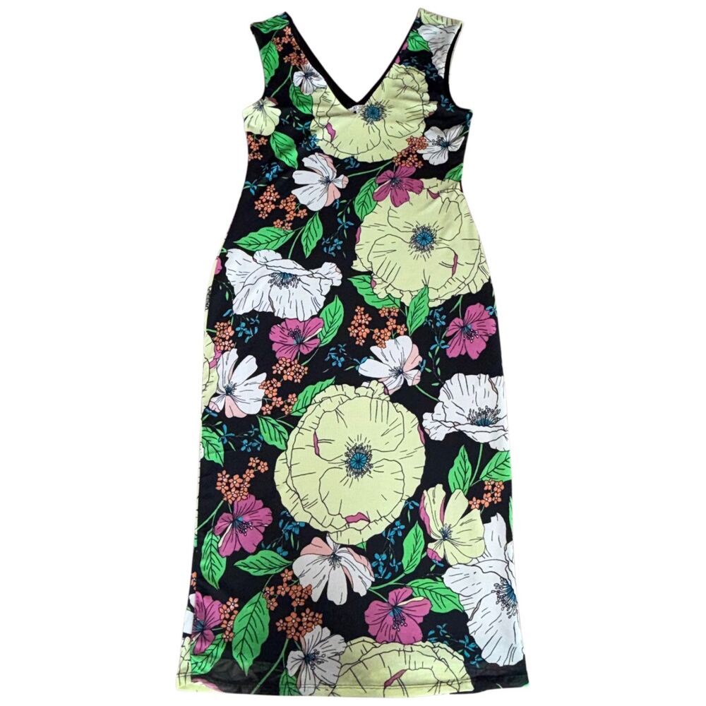 AFRM Los Angeles Ariana Floral Print Sleeveless Mesh Maxi Dress Womens Size Med